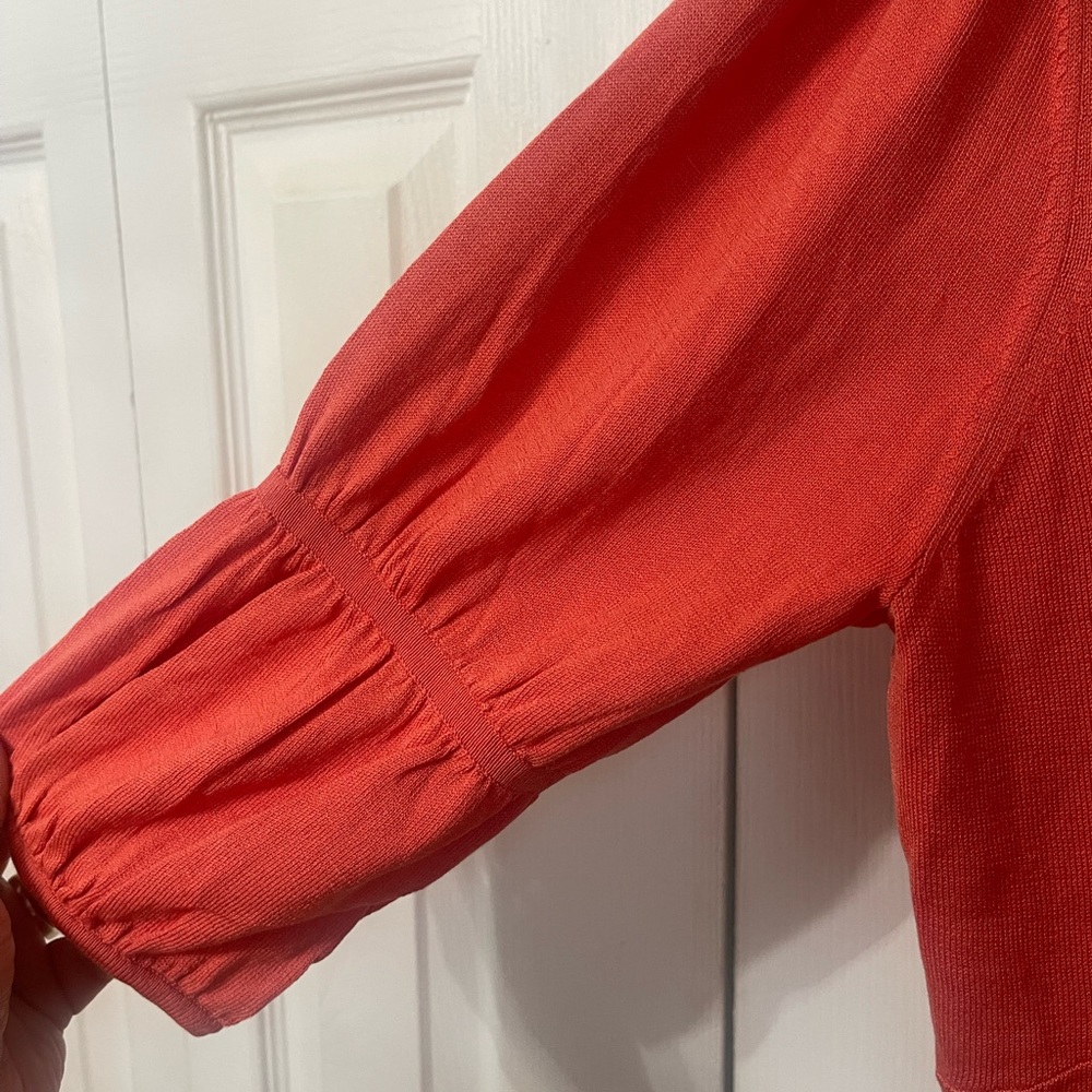 August Silk Tangerine Blouse 3/4 Sleeve Women's Top Size Medium NWT - Picture 2 of 5